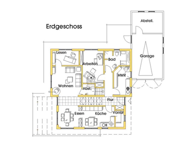Fertighaus Judith (KfW-Effizienzhaus 40 EE) von Dammann-Haus Schlüsselfertig ab 399200€, Satteldach-Klassiker Grundriss 1