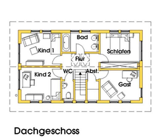 Fertighaus Judith (KfW-Effizienzhaus 40 EE) von Dammann-Haus Schlüsselfertig ab 399200€, Satteldach-Klassiker Grundriss 2