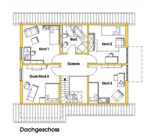 Fertighaus Julia (KfW-Effizienzhaus 40 EE) von Dammann-Haus Schlüsselfertig ab 371100€, Satteldach-Klassiker Grundriss 2