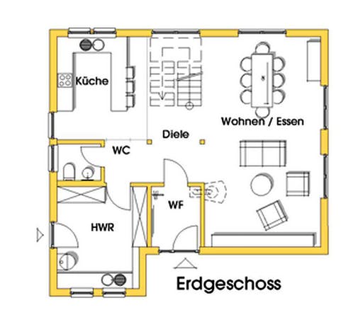 Fertighaus Julia 2 (KfW-Effizienzhaus 40 EE) von Dammann-Haus Schlüsselfertig ab 339200€, Satteldach-Klassiker Grundriss 1