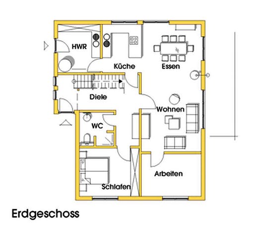 Fertighaus Julia 3 (KfW-Effizienzhaus 40 EE) von Dammann-Haus Schlüsselfertig ab 406500€, Satteldach-Klassiker Grundriss 1