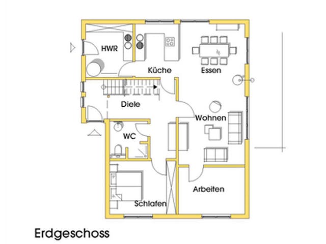 Fertighaus Julia 3 (KfW-Effizienzhaus 40 EE) von Dammann-Haus Schlüsselfertig ab 406500€, Satteldach-Klassiker Grundriss 1
