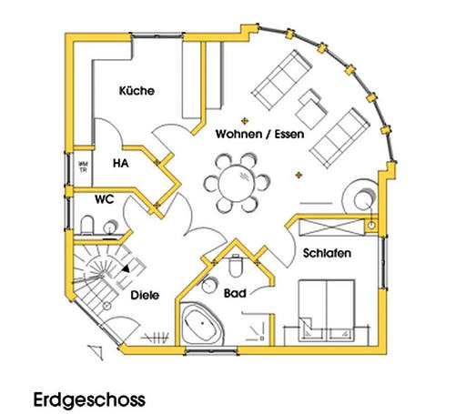 Fertighaus Martina (KfW-Effizienzhaus 40 EE) von Dammann-Haus Schlüsselfertig ab 424100€, Satteldach-Klassiker Grundriss 1