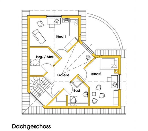 Fertighaus Martina (KfW-Effizienzhaus 40 EE) von Dammann-Haus Schlüsselfertig ab 424100€, Satteldach-Klassiker Grundriss 2