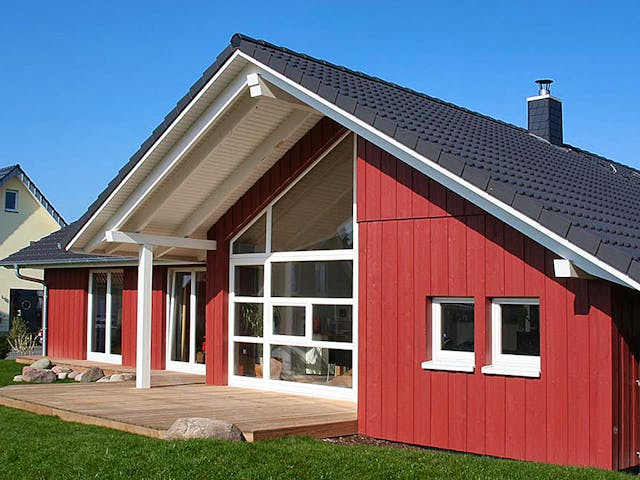 Fertighaus Natalie (KfW-Effizienzhaus 40 EE) von Dammann-Haus Schlüsselfertig ab 392000€, Bungalow Außenansicht 3