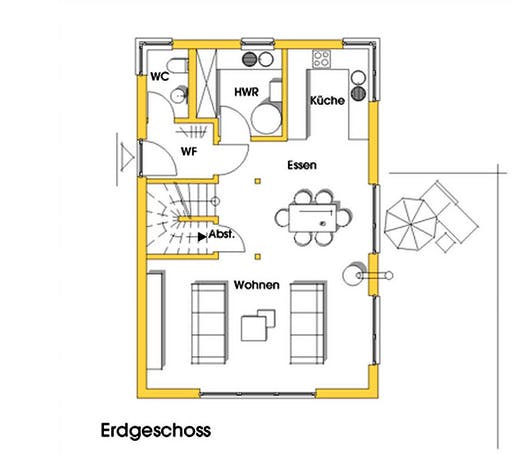 Fertighaus Nicole (KfW-Effizienzhaus 40 EE) von Dammann-Haus Schlüsselfertig ab 311700€, Satteldach-Klassiker Grundriss 1