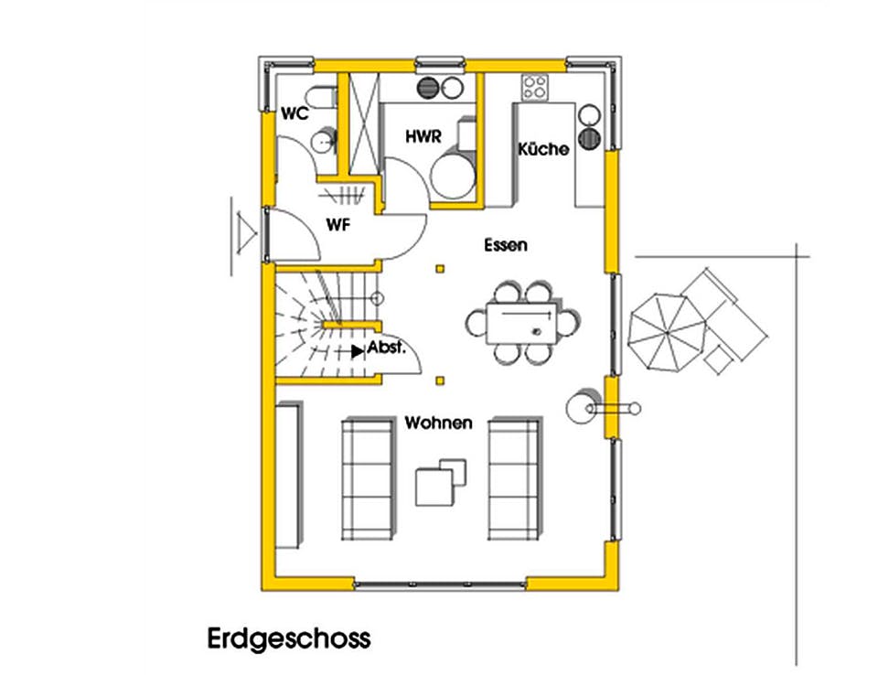 Fertighaus Nicole (KfW-Effizienzhaus 40 EE) von Dammann-Haus Schlüsselfertig ab 311700€, Satteldach-Klassiker Grundriss 1