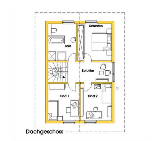 Fertighaus Nicole (KfW-Effizienzhaus 40 EE) von Dammann-Haus Schlüsselfertig ab 311700€, Satteldach-Klassiker Grundriss 2