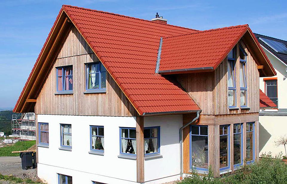 Fertighaus Patricia (KfW-Effizienzhaus 40 EE) von Dammann-Haus Schlüsselfertig ab 329000€, Außenansicht 1