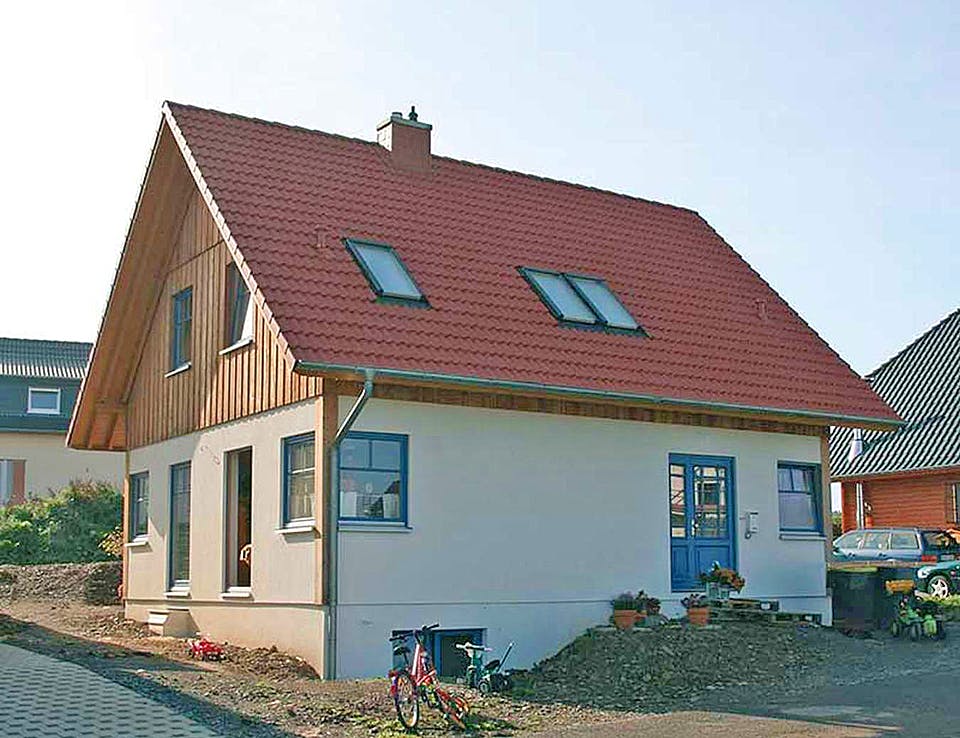 Fertighaus Patricia (KfW-Effizienzhaus 40 EE) von Dammann-Haus Schlüsselfertig ab 329000€, Außenansicht 2