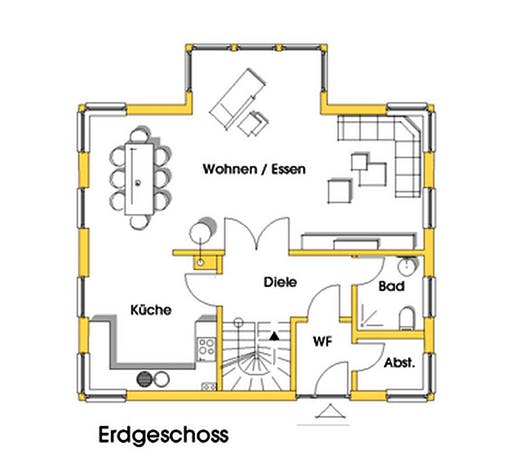 Fertighaus Patricia (KfW-Effizienzhaus 40 EE) von Dammann-Haus Schlüsselfertig ab 329000€, Satteldach-Klassiker Grundriss 1