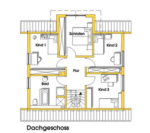 Fertighaus Patricia (KfW-Effizienzhaus 40 EE) von Dammann-Haus Schlüsselfertig ab 329000€, Satteldach-Klassiker Grundriss 2
