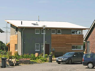 Fertighaus Petra (KfW-Effizienzhaus 40 EE) von Dammann-Haus Schlüsselfertig ab 344900€, Pultdachhaus Außenansicht 4