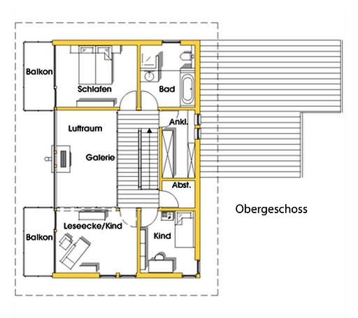 Fertighaus Sabine (KfW-Effizienzhaus 40 EE) von Dammann-Haus Schlüsselfertig ab 444200€, Pultdachhaus Grundriss 2