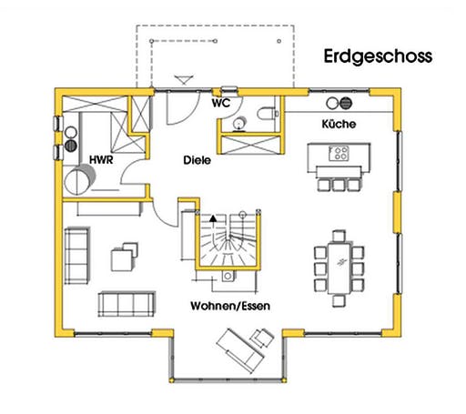 Fertighaus Stefanie (KfW-Effizienzhaus 40 EE) von Dammann-Haus Schlüsselfertig ab 454300€, Satteldach-Klassiker Grundriss 1