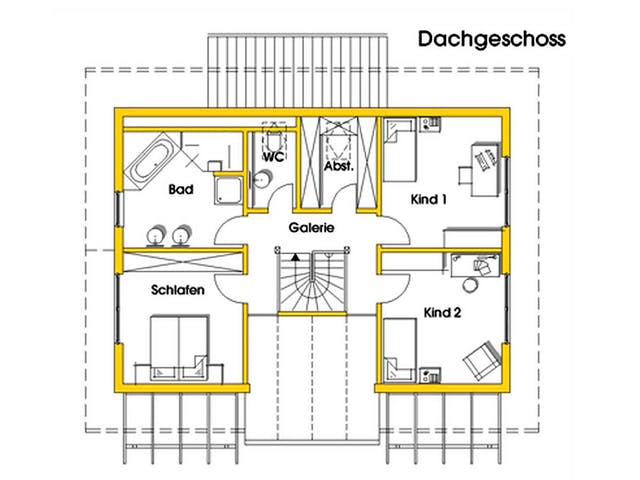 Fertighaus Stefanie (KfW-Effizienzhaus 40 EE) von Dammann-Haus Schlüsselfertig ab 454300€, Satteldach-Klassiker Grundriss 2