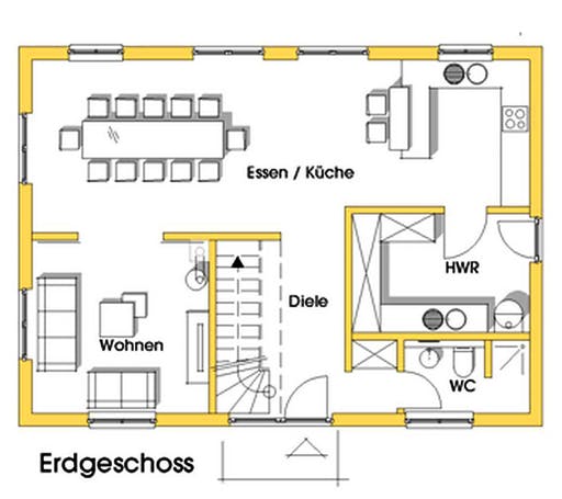 Fertighaus Svantje (KfW-Effizienzhaus 40 EE) von Dammann-Haus Schlüsselfertig ab 350500€, Satteldach-Klassiker Grundriss 1