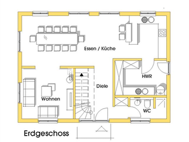 Fertighaus Svantje (KfW-Effizienzhaus 40 EE) von Dammann-Haus Schlüsselfertig ab 350500€, Satteldach-Klassiker Grundriss 1
