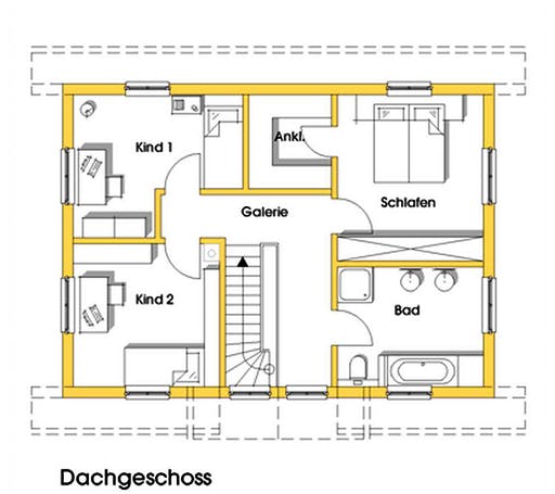 Fertighaus Svantje (KfW-Effizienzhaus 40 EE) von Dammann-Haus Schlüsselfertig ab 350500€, Satteldach-Klassiker Grundriss 2