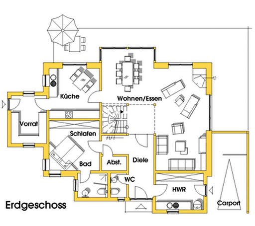 Fertighaus Wieke (KfW-Effizienzhaus 40 EE) von Dammann-Haus Schlüsselfertig ab 492100€, Stadtvilla Grundriss 1