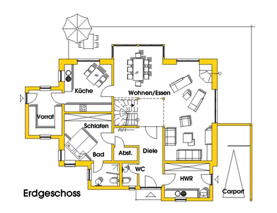 Fertighaus Wieke (KfW-Effizienzhaus 40 EE) von Dammann-Haus Schlüsselfertig ab 492100€, Stadtvilla Grundriss 1