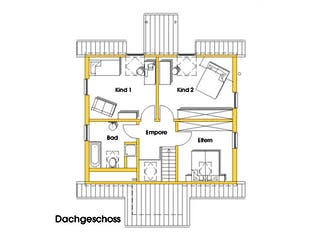 Fertighaus Yvonne (KfW-Effizienzhaus 40 EE) von Dammann-Haus Schlüsselfertig ab 368400€, Pultdachhaus Grundriss 2