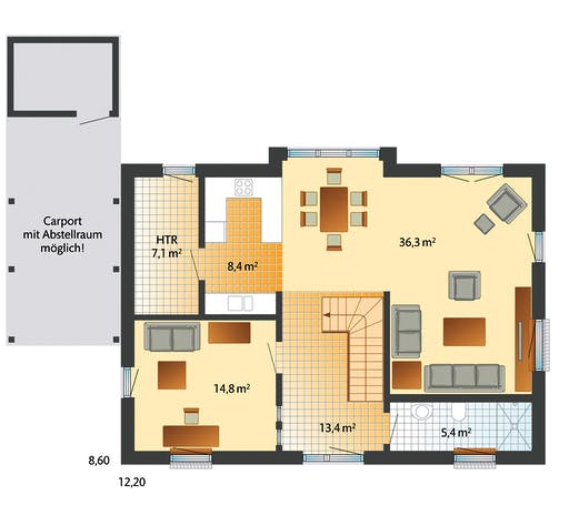 Fertighaus Kronshagen von Danhaus Schlüsselfertig ab 343335€, Satteldach-Klassiker Grundriss 1