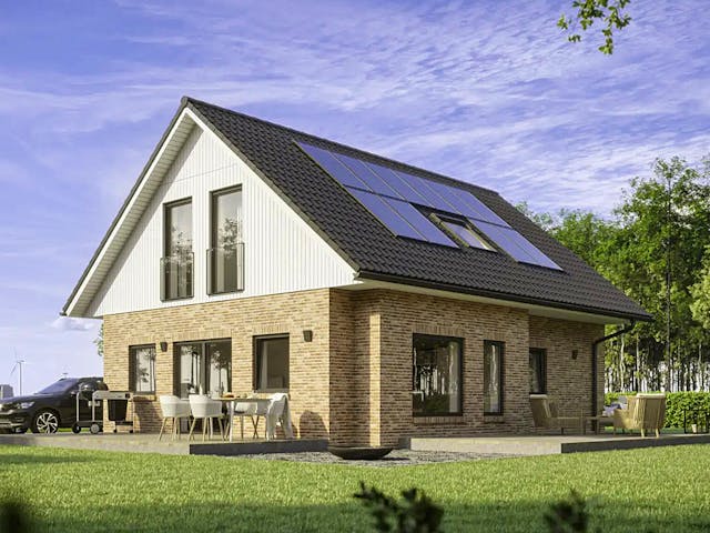 Fertighaus Daylight-E-120 E1 von Danhaus Deutschland Ausbauhaus ab 275437€, Satteldach-Klassiker Außenansicht 1 Fertighaus Daylight-E-120 E1 von Danhaus Deutschland Ausbauhaus ab 275437€, Satteldach-Klassiker Außenansicht 1