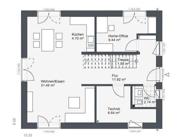 Fertighaus Destiny-E-140 E1 von Danhaus Deutschland, Satteldach-Klassiker Grundriss 1 Fertighaus Destiny-E-140 E1 von Danhaus Deutschland, Satteldach-Klassiker Grundriss 1
