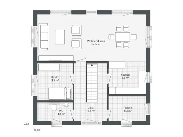 Fertighaus Discovery XL von Danhaus Deutschland Ausbauhaus ab 351488€, Stadtvilla Grundriss 1