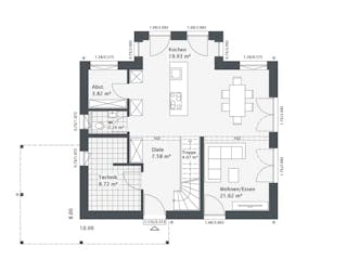 Fertighaus Dreamline-E-123 E5 von Danhaus Deutschland, Satteldach-Klassiker Grundriss 1