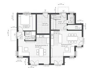 Fertighaus Dynamic-G-183 E2 von Danhaus Deutschland, Satteldach-Klassiker Grundriss 1