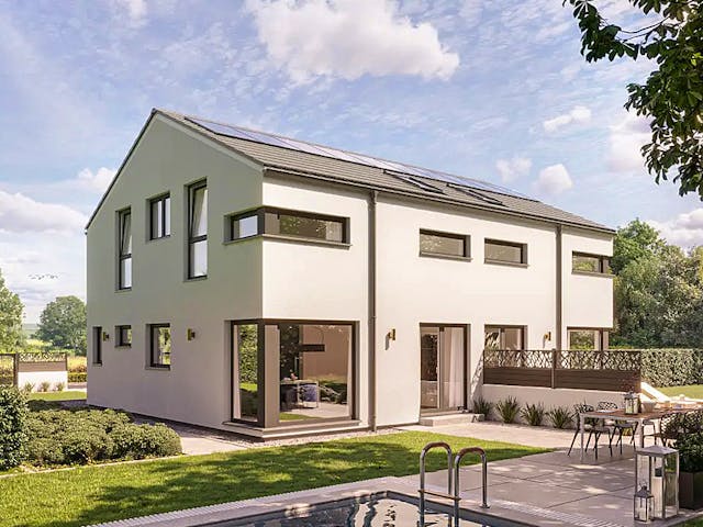 Fertighaus Dynamic-G-191 E2 von Danhaus Deutschland, Satteldach-Klassiker Außenansicht 1