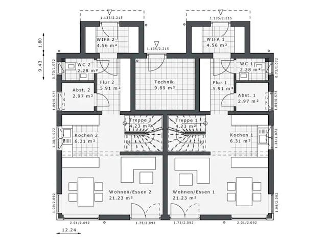 Fertighaus Dynamic-G-191 E2 von Danhaus Deutschland Schlüsselfertig ab 572853€, Satteldach-Klassiker Grundriss 1