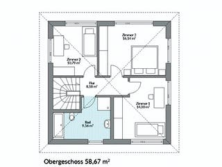 Fertighaus Park 118W von Danwood - Österreich Schlüsselfertig ab 293500€, Stadtvilla Grundriss 2