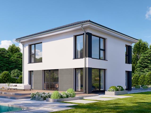 Fertighaus Park 133W von Danwood - Österreich Schlüsselfertig ab 309400€, Stadtvilla Außenansicht 1