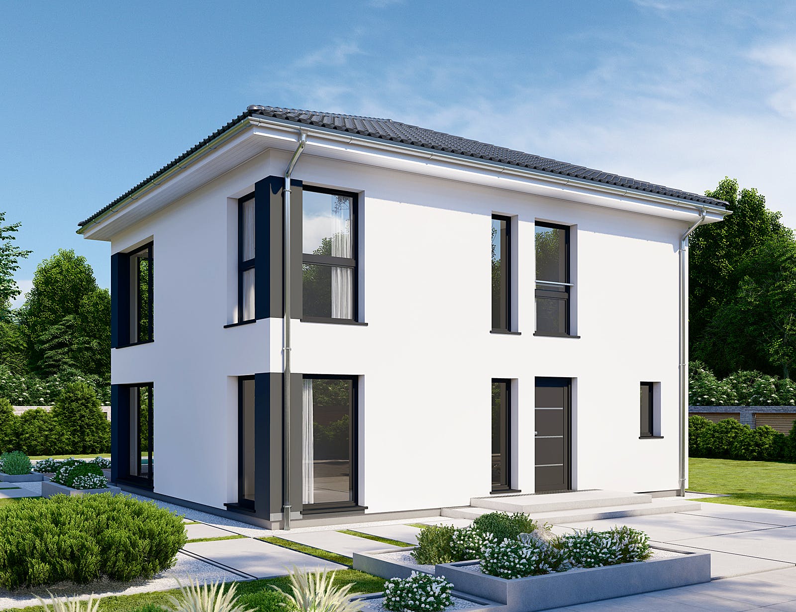 Fertighaus Park 133W von Danwood - Österreich Schlüsselfertig ab 268000€, Stadtvilla Außenansicht 2