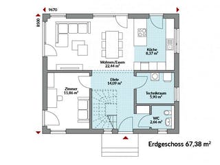 Fertighaus Park 133W von Danwood - Österreich Schlüsselfertig ab 309400€, Stadtvilla Grundriss 1