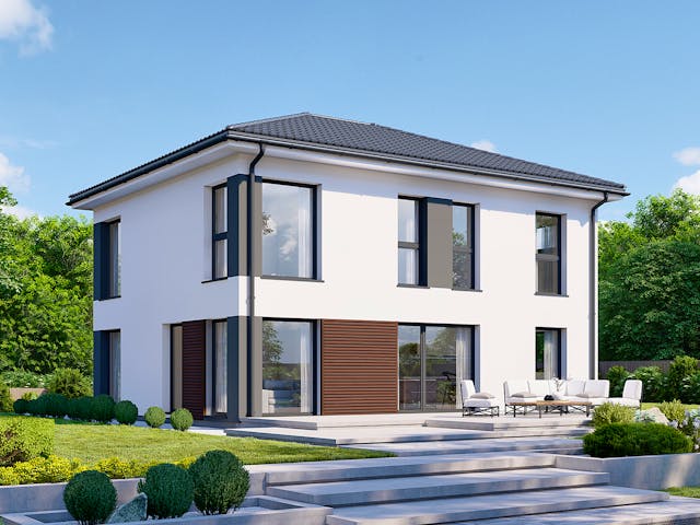 Fertighaus Park 151.1W von Danwood - Österreich Schlüsselfertig ab 338800€, Stadtvilla Außenansicht 1