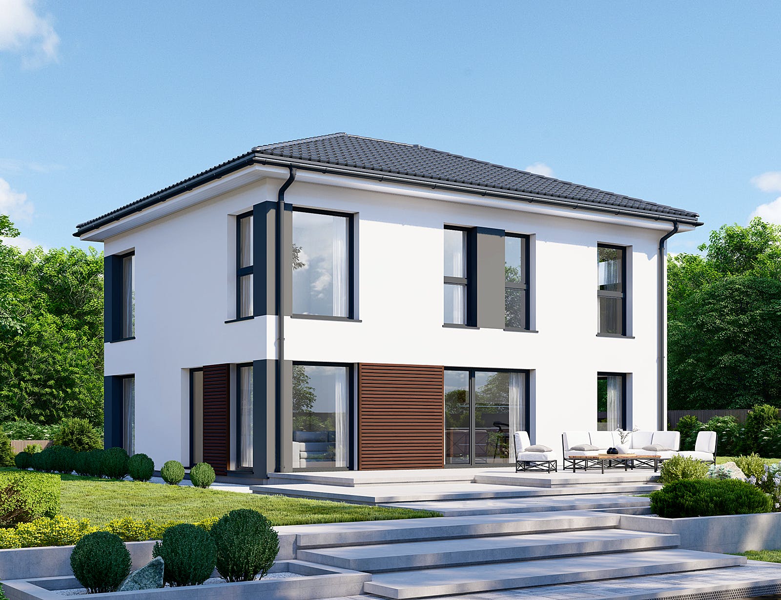 Fertighaus Park 151.1W von Danwood - Österreich Schlüsselfertig ab 292500€, Stadtvilla Außenansicht 1