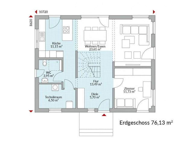Fertighaus Park 151.1W von Danwood - Österreich Schlüsselfertig ab 338800€, Stadtvilla Grundriss 1