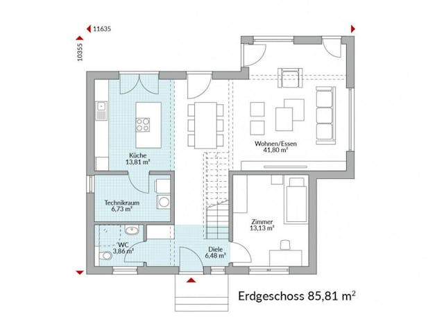 Fertighaus Park 156W von Danwood - Österreich Schlüsselfertig ab 361300€, Stadtvilla Grundriss 1