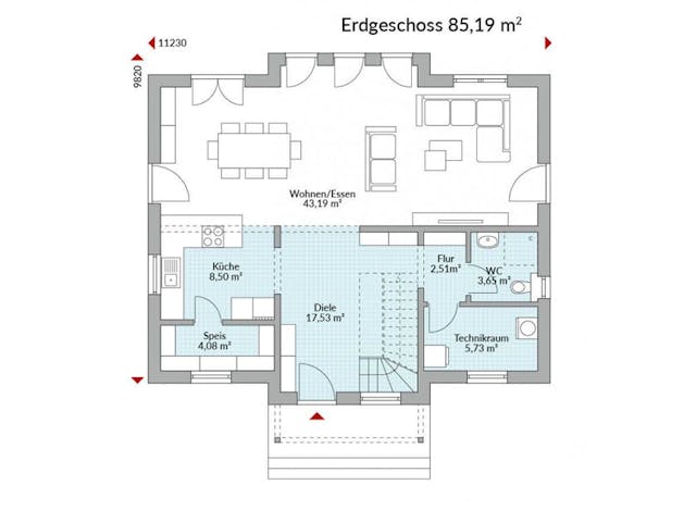 Fertighaus Park 167W von Danwood - Österreich Schlüsselfertig ab 383300€, Stadtvilla Grundriss 1