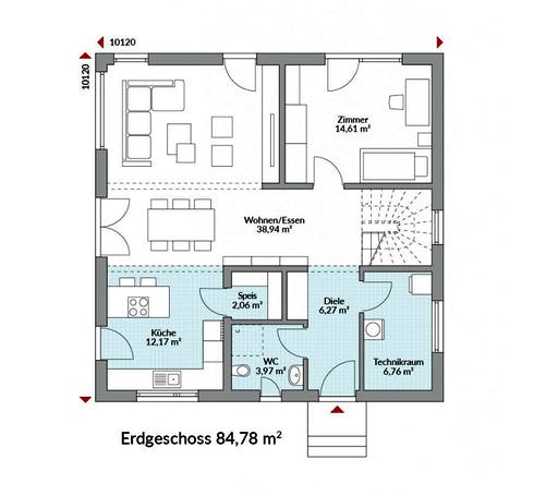 Fertighaus Park 168W von Danwood - Österreich Schlüsselfertig ab 318400€, Stadtvilla Grundriss 1