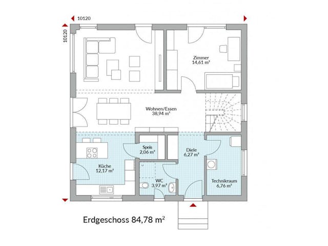 Fertighaus Park 168W von Danwood - Österreich Schlüsselfertig ab 365400€, Stadtvilla Grundriss 1