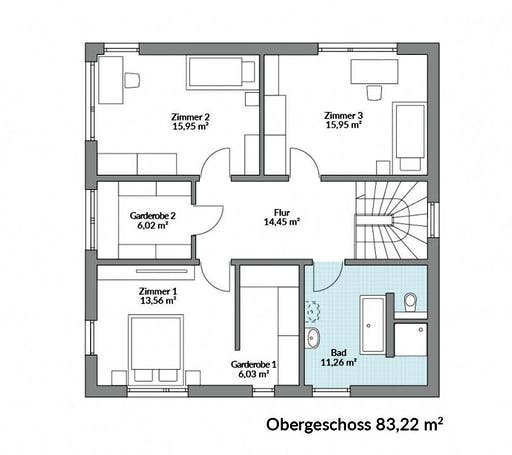 Fertighaus Park 168W von Danwood - Österreich Schlüsselfertig ab 318400€, Stadtvilla Grundriss 2