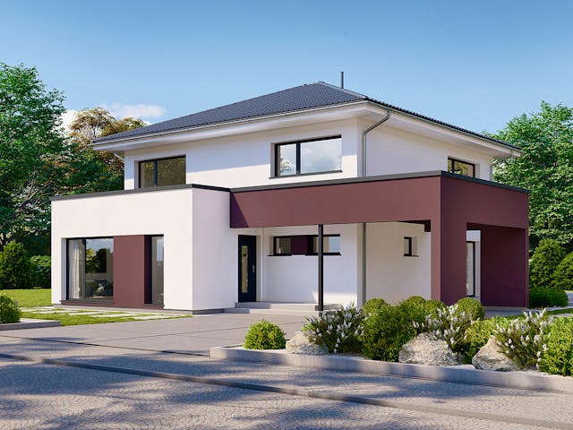 Fertighaus Park 186W von Danwood - Österreich Schlüsselfertig ab 440200€, Stadtvilla Außenansicht 1