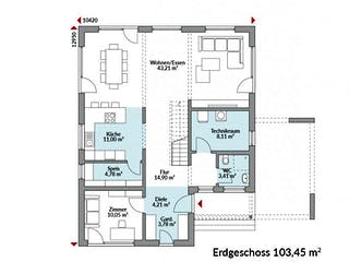 Fertighaus Park 186W von Danwood - Österreich Schlüsselfertig ab 440200€, Stadtvilla Grundriss 1
