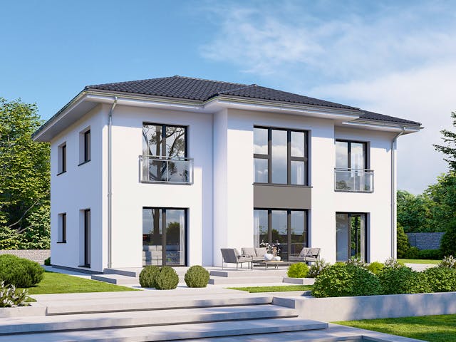 Fertighaus Park 196W von Danwood - Österreich Schlüsselfertig ab 412700€, Stadtvilla Außenansicht 1