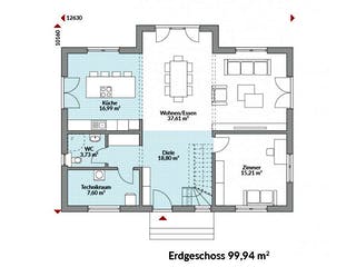 Fertighaus Park 196W von Danwood - Österreich Schlüsselfertig ab 412700€, Stadtvilla Grundriss 1